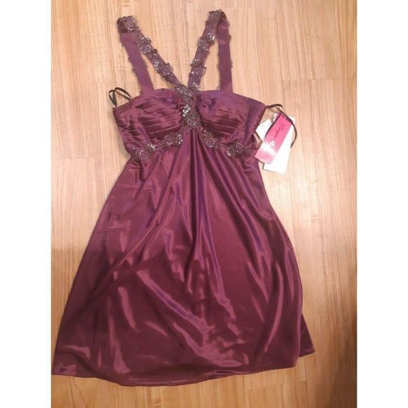 Morgan & Co. Dresses & Skirts - 3 for $60 Morgan & Co Purple Plum V Neck Beaded Sequins Smal